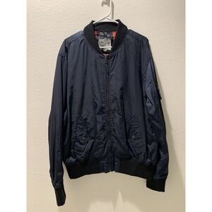 LUCKY BRAND Bomber Jacket Mens XL Blue Full Zip Lined